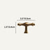 Brass T-bar cabinet pull with decorative knob ends, measuring 2.2 inches wide by 1.3 inches tall.
