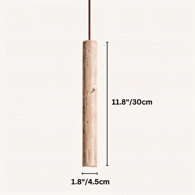Marus Pendant Light - Open Box | Sleek Travertine Fixture with dimensions 11.8in x 1.8in, ideal for compact and stylish lighting solutions.
