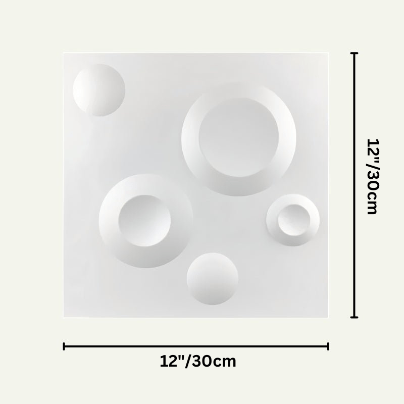 Masue Wall Panel with 12x12 inch dimensions, showcasing a geometric 3D circle pattern for contemporary wall decor in residential or commercial spaces.