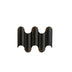 Black wavy wall lamp with three cylindrical sections against a white background.
