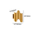 Gold wall lamp with curved cylindrical design, 3.9" height, mounted on white background.