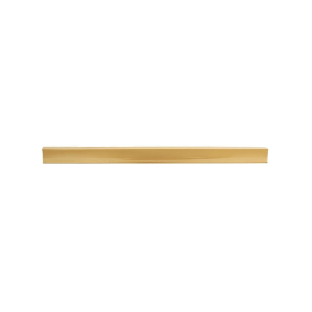 "Sleek geometric brushed brass pull bar for modern minimalist cabinets."