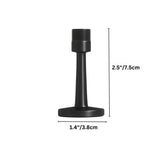 "Dimensions of a sleek, cylindrical zinc-alloy door stop with a wall-mounted base and extended arm, designed to prevent doors from hitting walls in modern interiors."