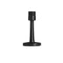 "Sleek, cylindrical door stop in matte black zinc-alloy with a sturdy base and extended arm to prevent doors from hitting walls in modern interiors."