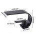 Black curved bathroom faucet with dimensions labeled, shown against white background.