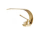# Alt Text

Gold single-handle waterfall bathroom faucet with curved spout on white background.