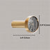 Brass cabinet knob with gray marble face on neutral background, 1.4" width x 0.9" height.