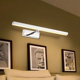 "Modern wall-mounted light fixture with a polished chrome finish, ideal for bathroom vanities, offering adjustable, shadow-free illumination."