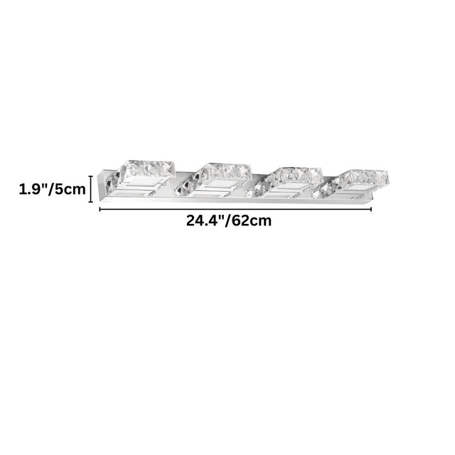 "Dimensions of a modern crystal wall light, showing a width of 24.4 inches and a depth of 1.9 inches."