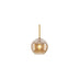 "An amber glass pendant light in a spherical shape, suspended by a thin rod."