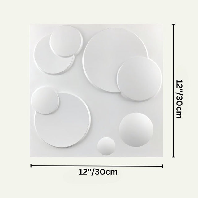 Mundi Wall Panel measuring 12x12 inches with raised circular patterns, perfect for modern wall decor and easy installation in various interiors.