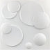Close-up of Mundi Wall Panel showing 3D circular design in white PVC, ideal for decorative wall applications in residential or commercial spaces.