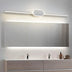 White LED vanity light with oval accent fixture mounted above bathroom mirror cabinet.