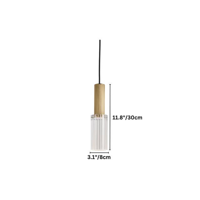 Dimensions of Nayra Copper Glass Pendant Light shown as 11.8 inches tall and 3.1 inches wide, ideal for compact modern lighting needs.