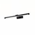 Black linear LED wall lamp with metal finish mounted on white background.