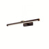 Modern LED bathroom vanity light with dark bronze finish and brass accents mounted on white background.