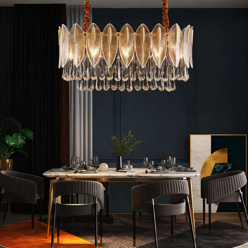 Nehora Linear Crystal Chandelier - Dining Room Lighting