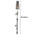 Chrome wall lamp with smoky glass shade and spherical stem details, 59 inches tall.