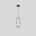 Pendant light with matte black metal frame and frosted glass cylinder shade, suspended from ceiling against gray background.