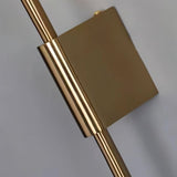 "Close-up detail of a modern wall lamp with a sleek iron frame and a square mounting plate."