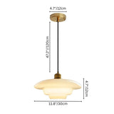 "Size dimensions of the Niall pendant light, featuring a 12cm suspension and 30cm wide glass shade."