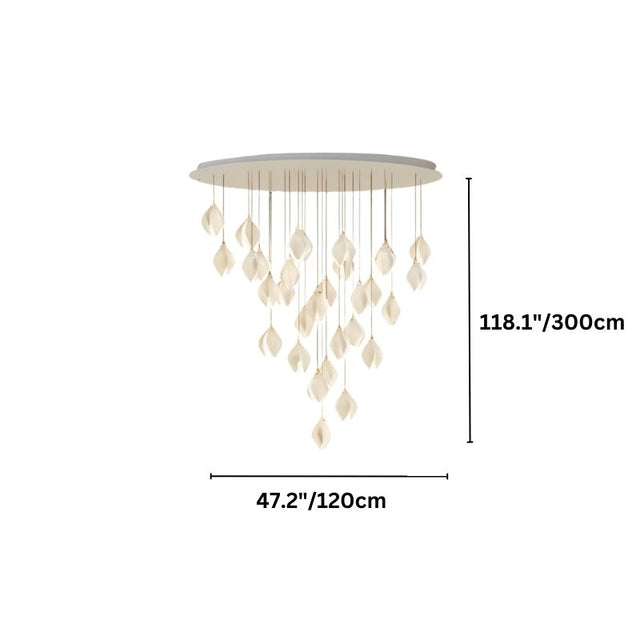 Nica Chandelier – Elegant Lighting for Modern Interiors with 28 cascading lights and full dimensions, ideal for grand entryways or lobbies.