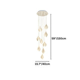 Nica Chandelier – Elegant Lighting for Modern Interiors with ten pendant lights and full dimensions, ideal for stairwell or foyer installations.