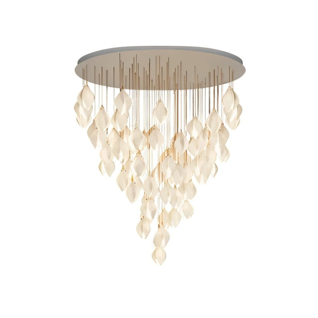 Nica Chandelier – Elegant Lighting for Modern Interiors with a dramatic cluster of ceramic petals in a wide ceiling mount, ideal for ballrooms.