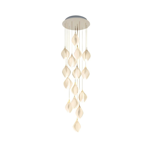 Nica Chandelier – Elegant Lighting for Modern Interiors featuring a vertical drop of petal-shaped lights, perfect for modern foyers or stairwells.