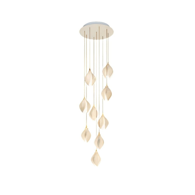 Nica Chandelier – Elegant Lighting for Modern Interiors with ten porcelain pendants in a vertical drop, ideal for staircases or tall entryways.