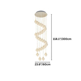 Nica Chandelier – Elegant Lighting for Modern Interiors in a spiral drop with 28 lights and measurements, perfect for staircases or atriums.