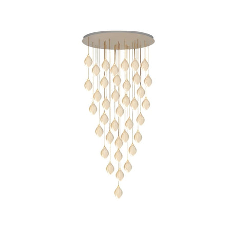 Nica Chandelier – Elegant Lighting for Modern Interiors with a cascading design of 28 ceramic petals, perfect for luxury stairwells or lobbies.