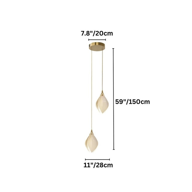 Nica Chandelier – Elegant Lighting for Modern Interiors with two pendant lights and full dimensions, suitable for product detail pages.