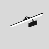 "A black LED vanity light with a sleek, elongated design and evenly diffused illumination."