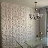 Niton PVC Wall Panels installed in a modern dining area, showcasing geometric 3D texture for a stylish and easy-to-install decor solution.