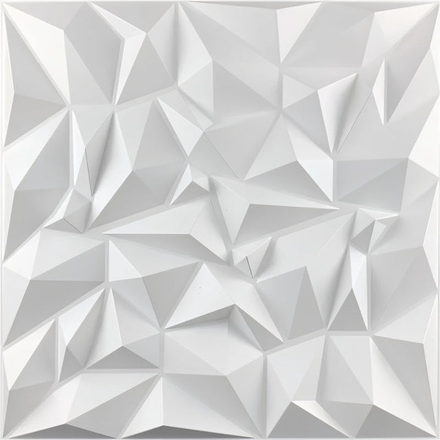 Close-up of Nubain Wall Panel showcasing its angular 3D geometric texture in white PVC, perfect for accent walls and modern interiors.