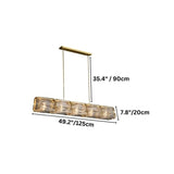 "Nyvora linear chandelier with dimensions: 35.4 inches/90cm height, 7.8 inches/20cm width, and 49.2 inches/125cm length."