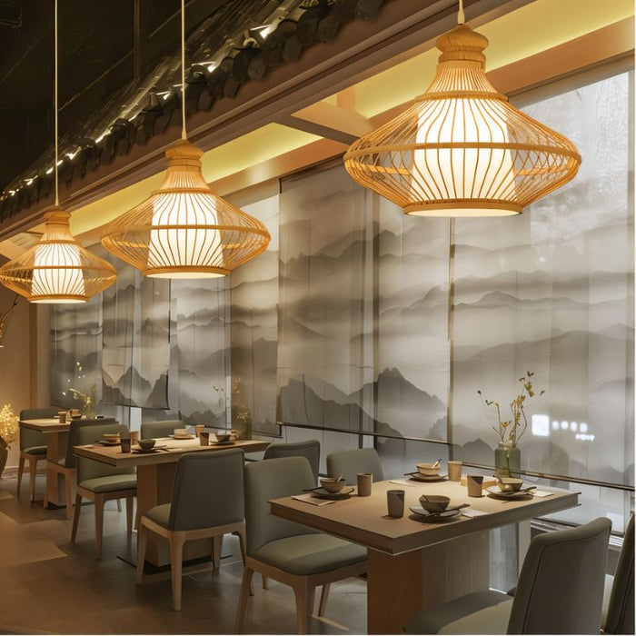 Oasis Rattan Pendant Light Collection - Light Fixtures for Cafeteria