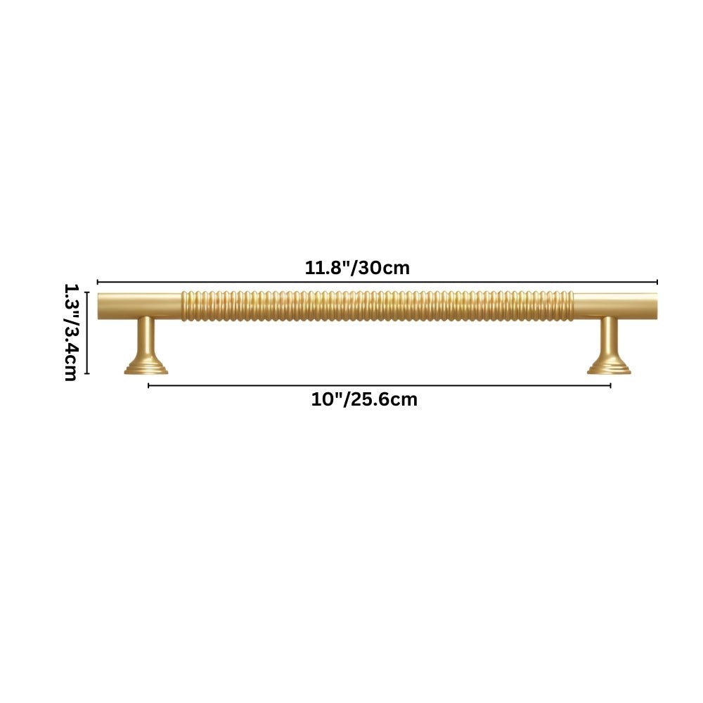 "Dimensions diagram of the Oberon knob and pull bar, showing measurements of the handle and base."