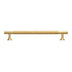 "Long, solid brass pull bar with a sleek, grooved design, suitable for cabinets, wardrobes, or vanities."