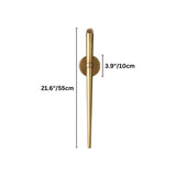 "Dimensions of a modern tapered wall lamp with a gold finish and a crystal accent."