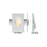 "White gypsum Onexa trimless wall light with dimensions showing 7 inches/18 cm height, 4.7 inches/12 cm width, and 1.9 inches/5 cm depth."