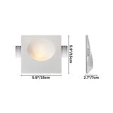 "White gypsum Onexa trimless wall light with dimensions showing 5.9 inches/15 cm square and 2.7 inches/7 cm depth."