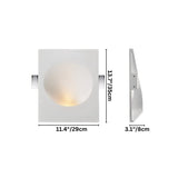 "White gypsum Onexa trimless wall light with dimensions showing 13.7 inches/35 cm height, 11.4 inches/29 cm width, and 3.1 inches/8 cm depth."
