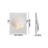 "White gypsum Onexa trimless wall light with dimensions showing 23.2 inches/59 cm height, 19.2 inches/49 cm width, and 3.1 inches/8 cm depth."