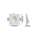 "White gypsum Onexa trimless wall light with dimensions showing 3.9 inches/10 cm square and 1.9 inches/5 cm depth."