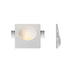 "White gypsum Onexa trimless wall light with a square frame and round dome profile, shown from front and side views on a white background."