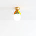 Opal chandelier with brass gold finish and colorful orange-yellow-green decorative accents on white background.