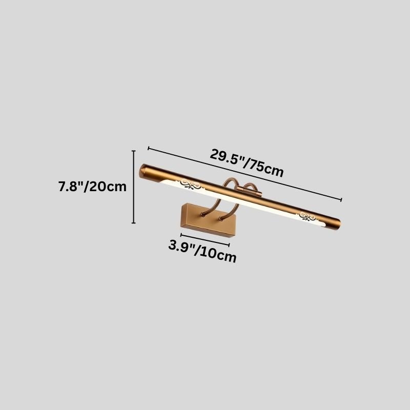 "An LED vanity light with labeled dimensions, showcasing its sleek design and 75cm length."