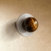 Mushroom-shaped drawer knob with spherical top and ridged base, chrome finish, side view on white background.